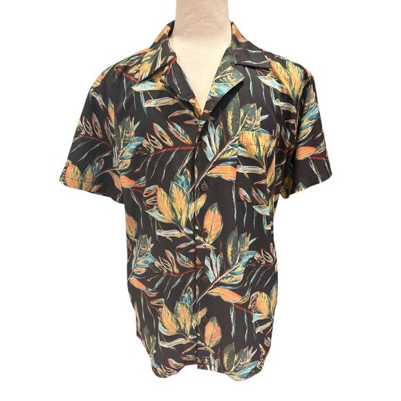 Tropical Leaf Print Short Sleeve Button-Up Shirt By Arido - Picture 1 of 10